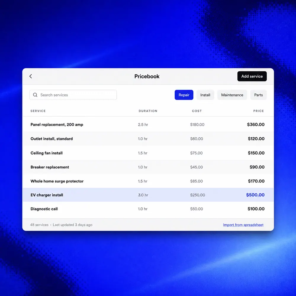 Pricebook preview